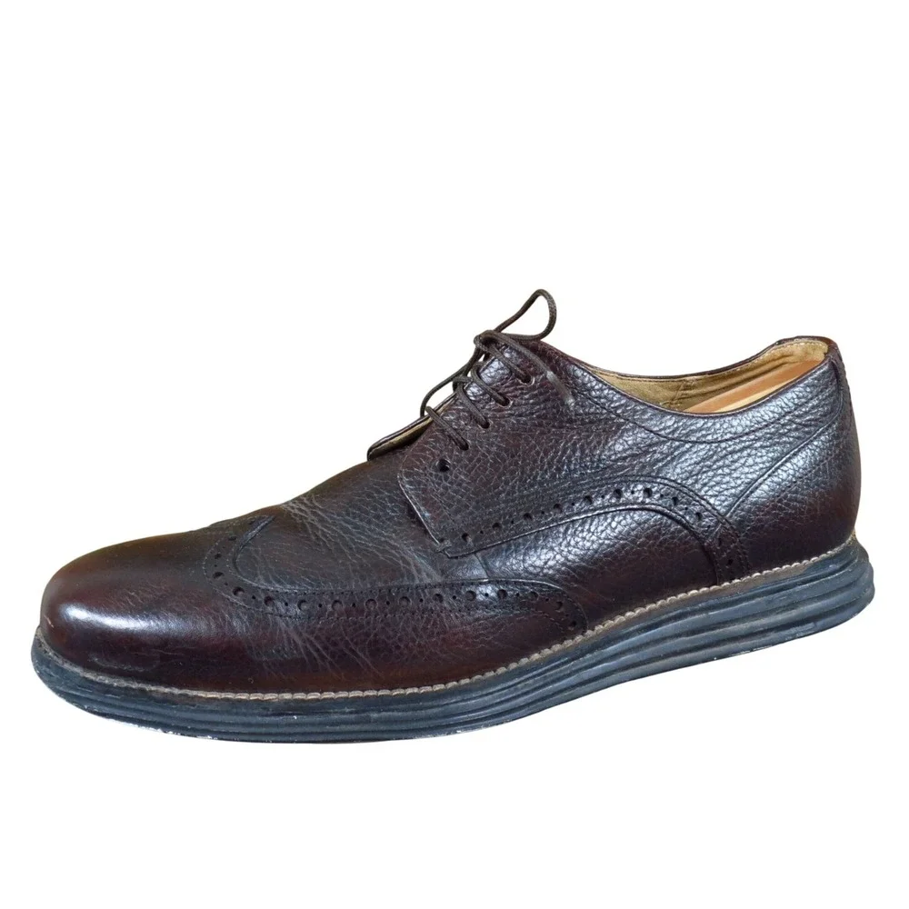 Cole Haan Grand.OS Men Casual Wingtip Oxford Size‎ 9.5 Work Dark Brown Leather